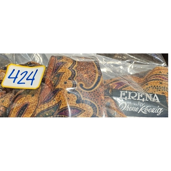 Vtg Edena Pour Le Roy Sz6 Brown Silk Gold Paisley Print Blouse Shirt & Scarf 424 - Picture 8 of 8